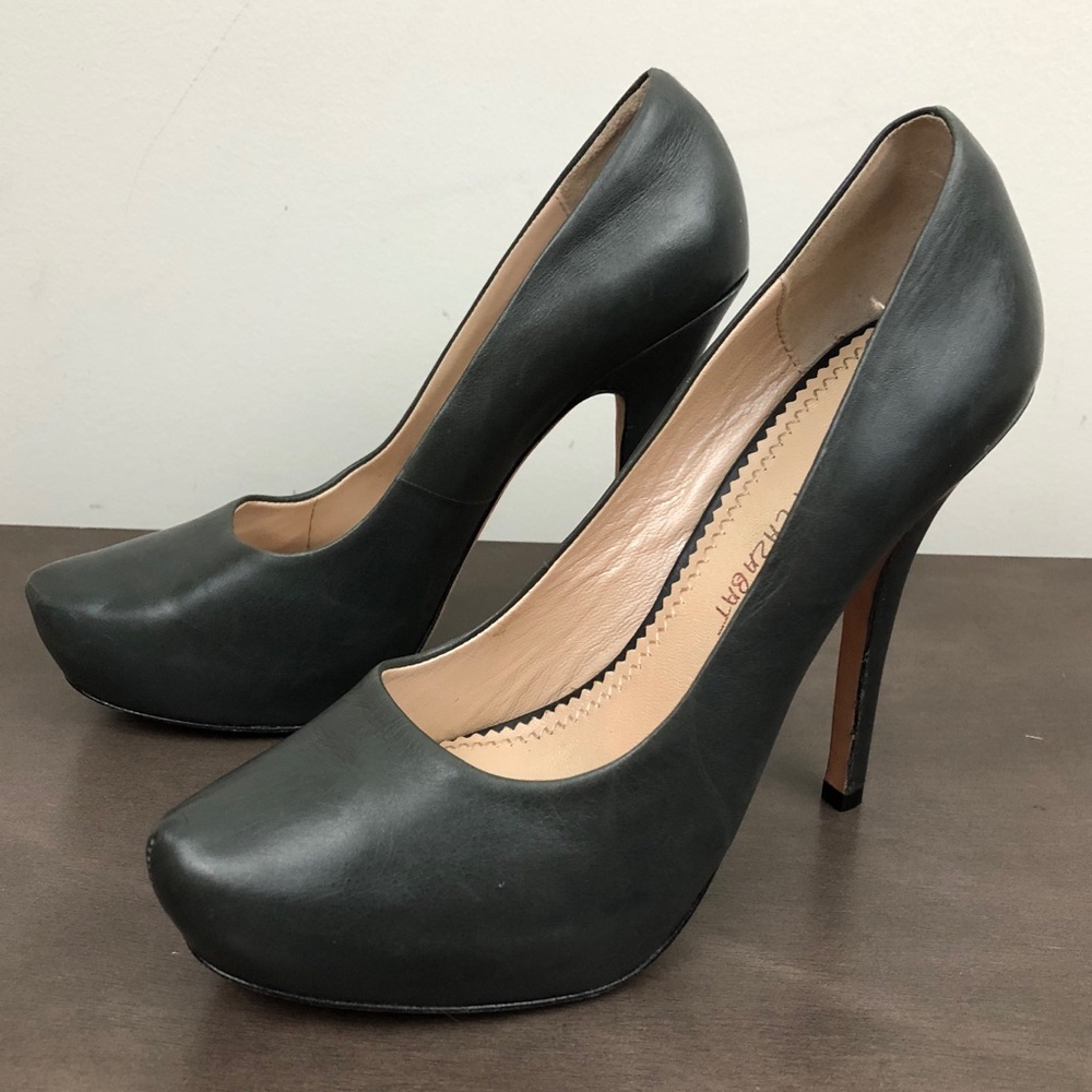 Jean-Michael Cazabat Gray Leather Platform Heels